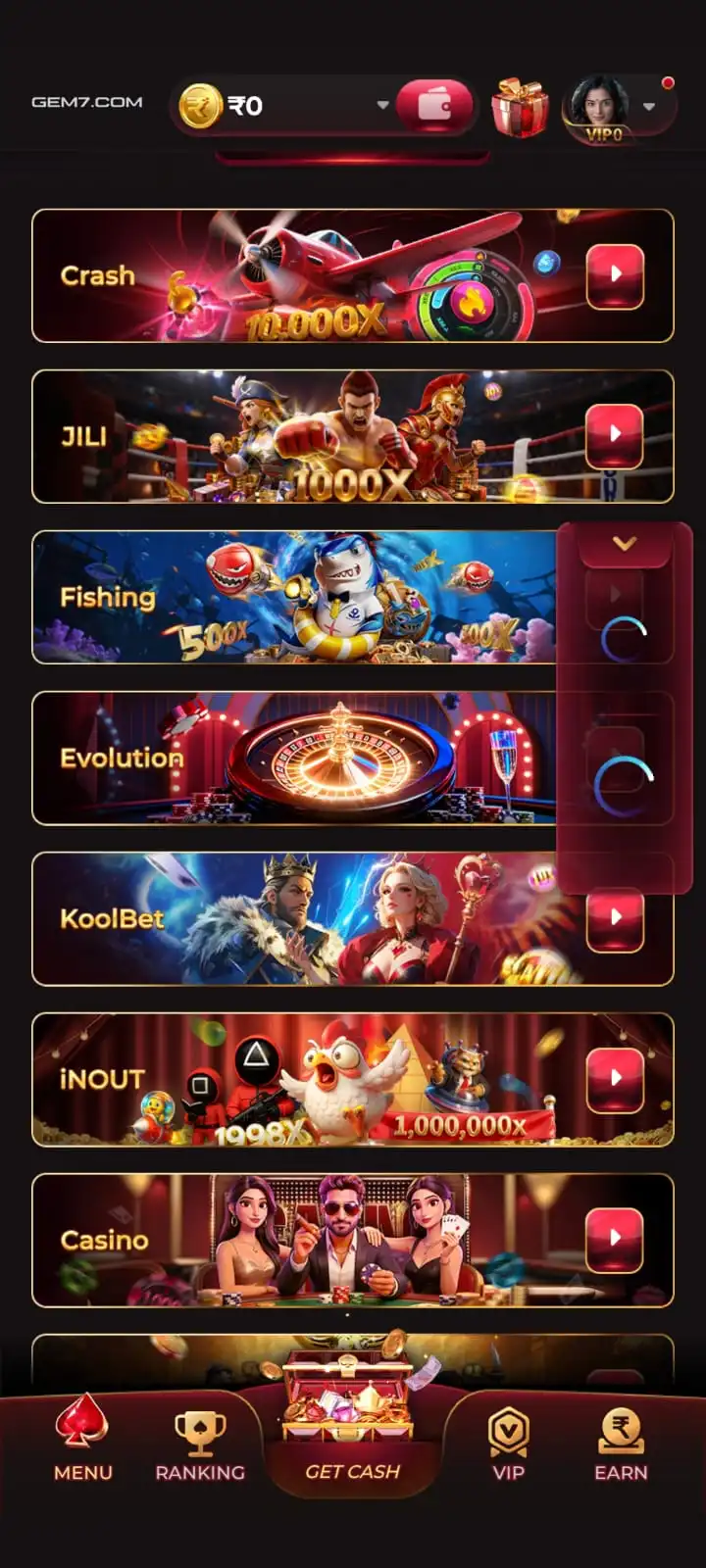 WW9 Game Android gaming and account screen