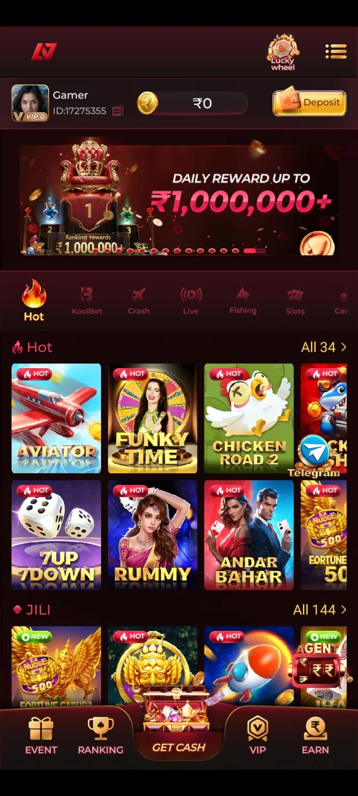 IC7 App mobile game interface and login screen